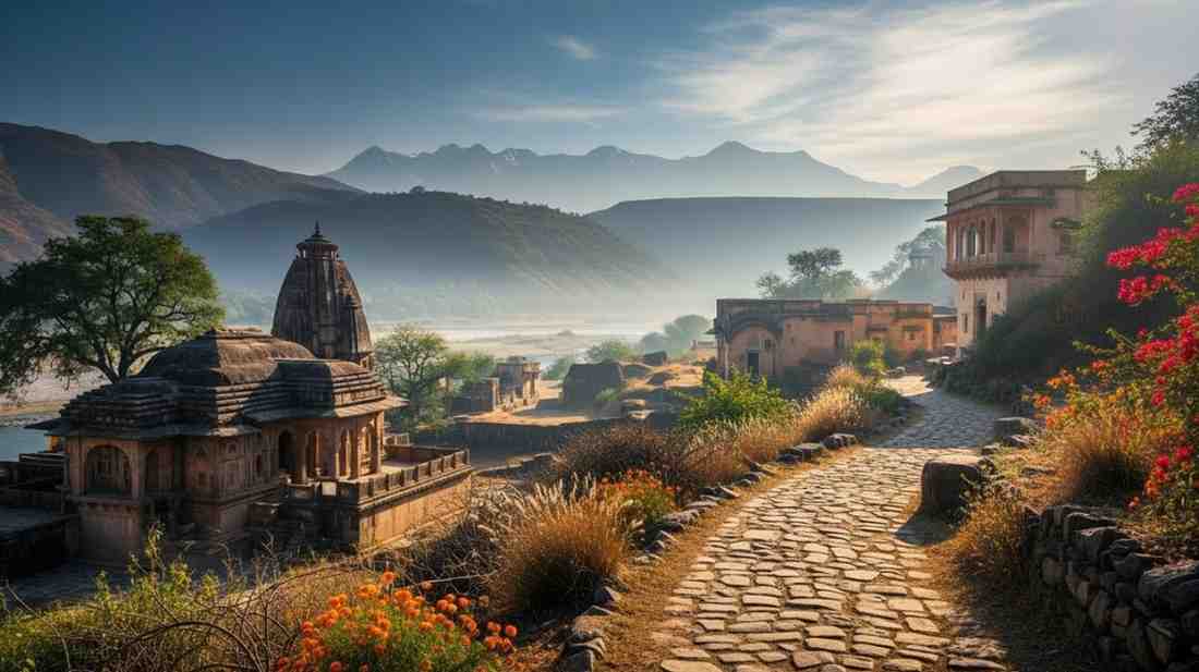 Ancient stone temples and mountain landscapes showcasing the Best Offbeat Places in India for quiet and culturally rich travel experiences
