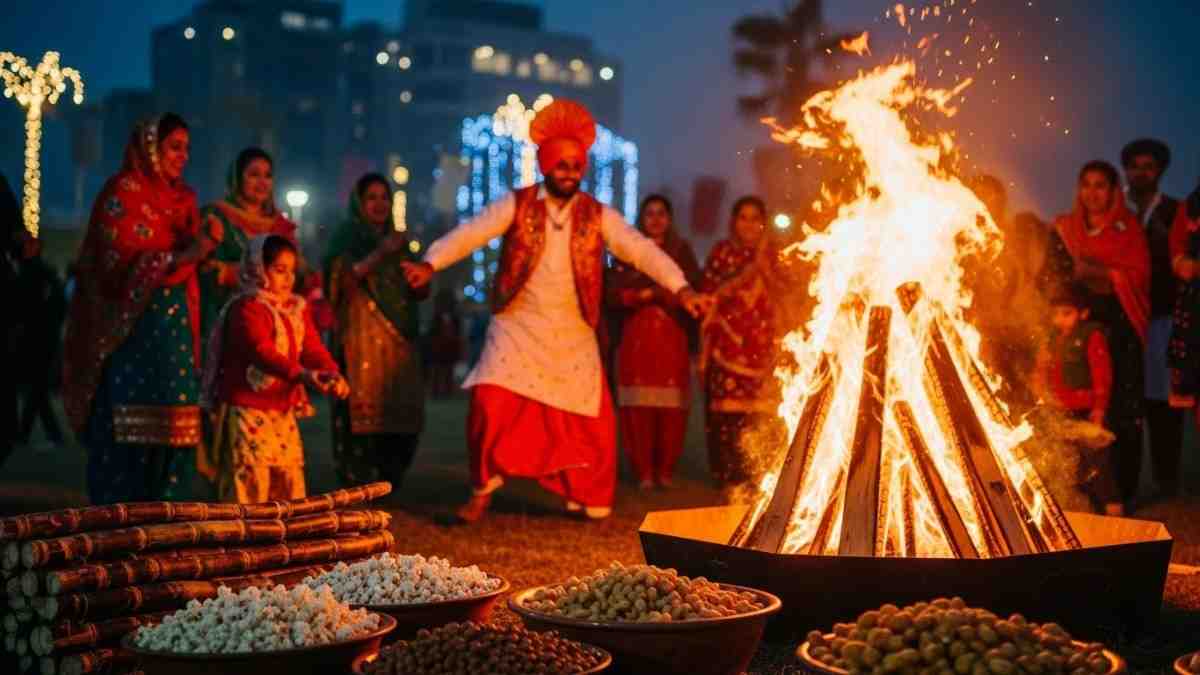 Traditional Lohri celebration with bonfire, music, and dance, one of the most popular January events in India
