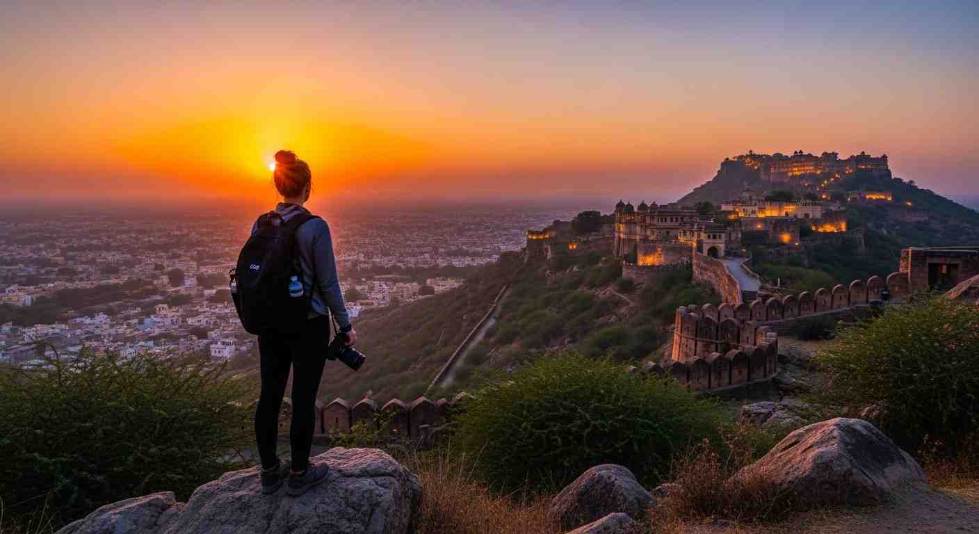 Solo traveller watching sunset at winter destinations for solo travellers Towno