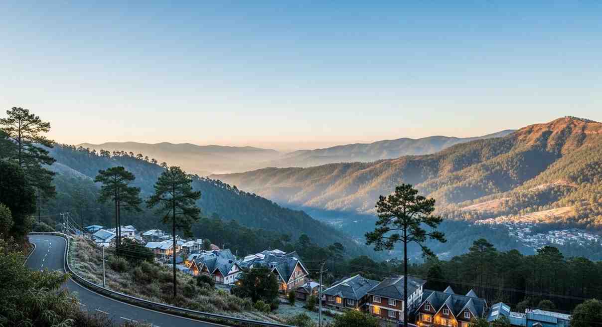 Hill town overlooking valley among solo winter travel places with Towno